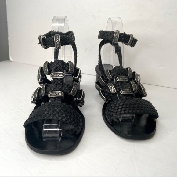 TopShop braided leather ankle wrap sandals sz 38 - Picture 2 of 4